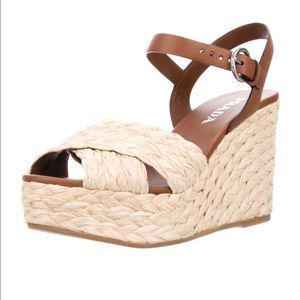 Prada Leather Wedge Espadrilles | Platform Wedge | Summer Heel | Brown L…